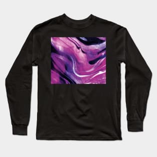 Texture purple marbled paint Long Sleeve T-Shirt